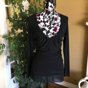 Rebecca beeson sheer stretch knit overlay blouse